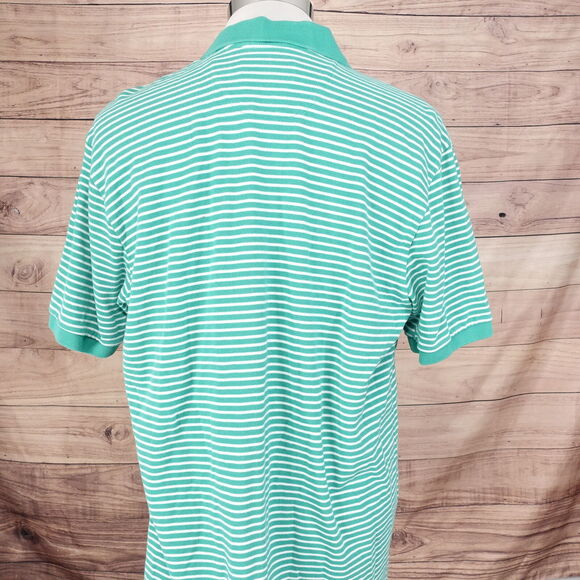 CHAPS SHORT SLEEVE GREEN STRIPED POLO SHIRT MENS SIZE XL - Picture 4 of 6